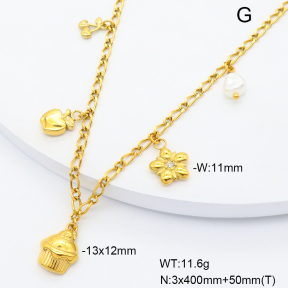 6N3002021biib-908  Plastic Imitation Pearl & Czech Stones  Stainless Steel Necklace