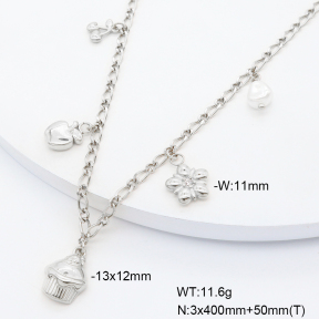 6N3002022aivb-908  Plastic Imitation Pearl & Czech Stones  Stainless Steel Necklace