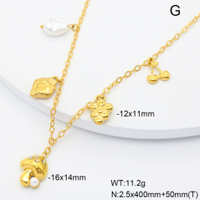 6N3002023ahpv-908  Plastic Imitation Pearl & Czech Stones  Stainless Steel Necklace