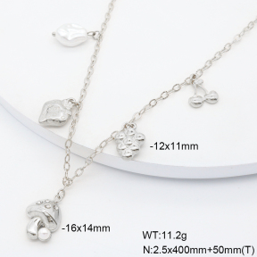 6N3002024vhnv-908  Plastic Imitation Pearl & Czech Stones  Stainless Steel Necklace