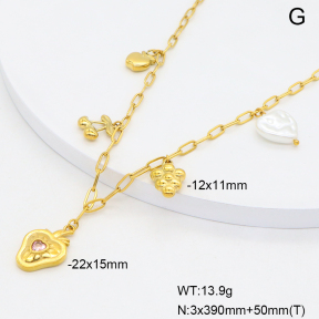 6N3002027aivb-908  Plastic Imitation Pearl & Zircon  Stainless Steel Necklace