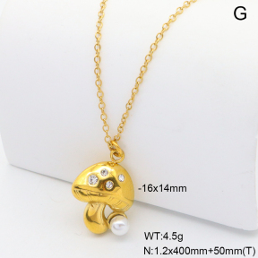 6N3002033vbpb-908  18K PVD Plastic Imitation Pearl & Czech Stones,Handmade Polished  Stainless Steel Necklace