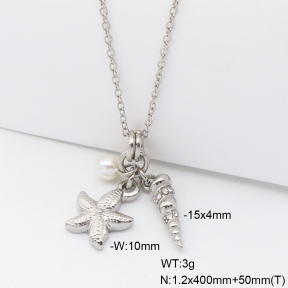 6N3002038bhia-908  Plastic Imitation Pearl & Czech Stones,Handmade Polished  Stainless Steel Necklace