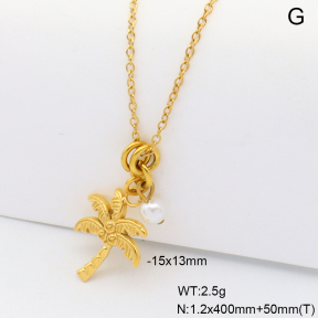 6N3002041vbpb-908  18K PVD Plastic Imitation Pearl,Handmade Polished  Stainless Steel Necklace
