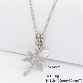 6N3002042bbov-908  Plastic Imitation Pearl,Handmade Polished  Stainless Steel Necklace