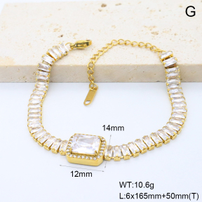GEB000842vhkb-066  18K PVD Czech Stones & Zircon,Handmade Polished  Stainless Steel Bracelet  BC25120477E-WT
