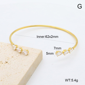 GEB000846vhmv-066  18K PVD Zircon,Handmade Polished  Stainless Steel Bangle  BC25120544N-WT