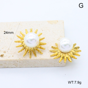 GEE002826bhva-066  316 Pin 18K PVD Shell Beads,Handmade Polished  Stainless Steel Earrings  BC25120514E