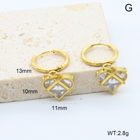 GEE002834bhia-066  316 Pin 18K PVD Zircon,Handmade Polished  Stainless Steel Earrings  BC25060144E-2-WT