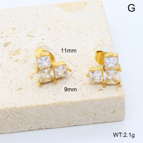 GEE002844bhva-066  316 Pin 18K PVD Zircon,Handmade Polished  Stainless Steel Earrings  BC25060144E-WT
