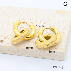 GEE002850bhia-066  316 Pin 18K PVD Czech Stones,Handmade Polished  Stainless Steel Earrings  BC25050017E-2-WT