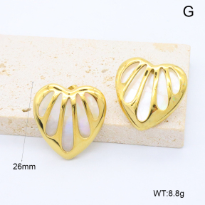 GEE002852bhia-066  316 Pin 18K PVD Shell,Handmade Polished  Stainless Steel Earrings  BC25070186E-WE