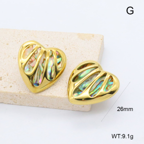 GEE002884bhia-066  316 Pin 18K PVD Abalone Shell,Handmade Polished  Stainless Steel Earrings  BC25070186E-AE