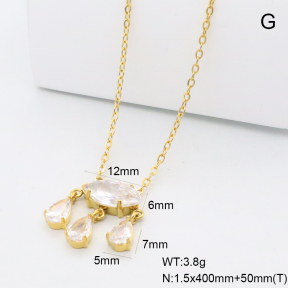 GEN002250vhkb-066  18K PVD Zircon,Handmade Polished  Stainless Steel Necklace  BC24070666N-4