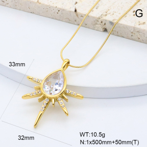 GEN002265bhia-066  18K PVD Czech Stones & Zircon,Handmade Polished  Stainless Steel Necklace  BC25120487N-WT