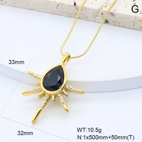 GEN002266bhia-066  18K PVD Czech Stones & Zircon,Handmade Polished  Stainless Steel Necklace  BC25120487N-BK