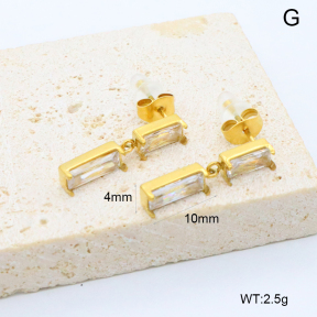 GEE002838bhva-066  316 Pin 18K PVD Zircon,Handmade Polished  Stainless Steel Earrings  BC25120533E-WT