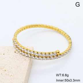 GEB000836vhha-066  18K PVD Zircon,Handmade Polished  Stainless Steel Bangle  BC25100363B-WT