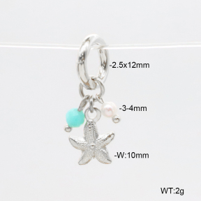 6BC000026bhia-908  Amazonite & Cultured Freshwater Pearls  Stainless Steel Bikini Charms