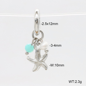 6BC000028bhia-908  Amazonite & Cultured Freshwater Pearls  Stainless Steel Bikini Charms