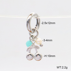 6BC000050bhia-908  Amazonite & Cultured Freshwater Pearls  Stainless Steel Bikini Charms