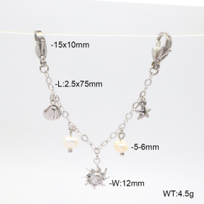 6BC000062vhkb-908  Cultured Freshwater Pearls  Stainless Steel Bikini Charms