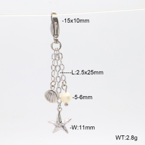 6BC000076ahjb-908  Czech Stones & Cultured Freshwater Pearls  Stainless Steel Bikini Charms