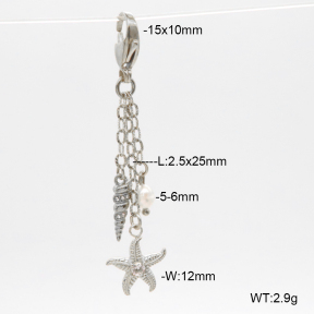 6BC000078ahlv-908  Czech Stones & Cultured Freshwater Pearls  Stainless Steel Bikini Charms