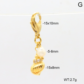 6BC000079bhva-908  Czech Stones & Cultured Freshwater Pearls  Stainless Steel Bikini Charms