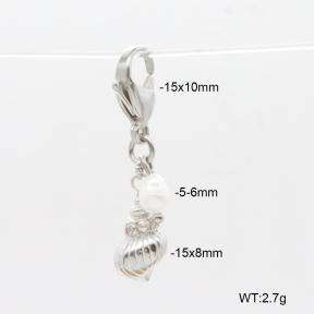 6BC000080vbpb-908  Czech Stones & Cultured Freshwater Pearls  Stainless Steel Bikini Charms