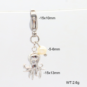 6BC000082vbpb-908  Czech Stones & Cultured Freshwater Pearls  Stainless Steel Bikini Charms