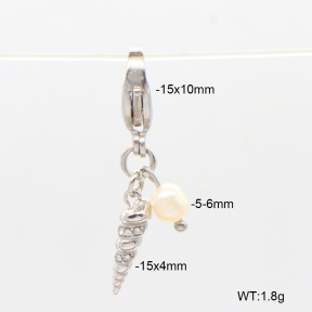 6BC000090bhva-908  Czech Stones & Cultured Freshwater Pearls  Stainless Steel Bikini Charms