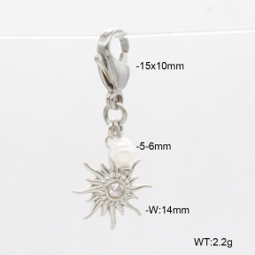 6BC000094vbpb-908  Czech Stones & Cultured Freshwater Pearls  Stainless Steel Bikini Charms