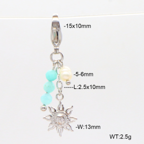 6BC000104vhha-908  Amazonite & Cultured Freshwater Pearls  Stainless Steel Bikini Charms