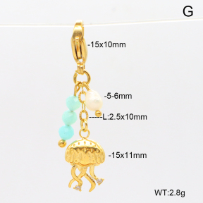 6BC000107vhha-908  Czech Stones & Amazonite & Cultured Freshwater Pearls  Stainless Steel Bikini Charms