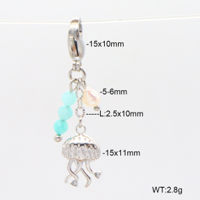 6BC000108bhva-908  Czech Stones & Amazonite & Cultured Freshwater Pearls  Stainless Steel Bikini Charms
