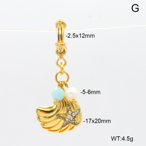 6BC000113ahlv-908  Czech Stones & Amazonite & Cultured Freshwater Pearls  Stainless Steel Bikini Charms