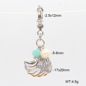 6BC000114vhkb-908  Czech Stones & Amazonite & Cultured Freshwater Pearls  Stainless Steel Bikini Charms