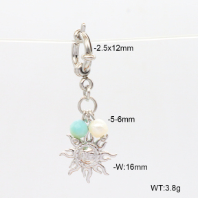 6BC000116ahlv-908  Amazonite & Cultured Freshwater Pearls  Stainless Steel Bikini Charms