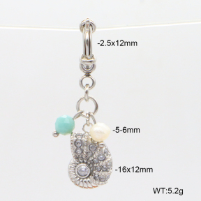 6BC000118vhkb-908  Czech Stones & Amazonite & Cultured Freshwater Pearls  Stainless Steel Bikini Charms