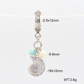 6BC000120ahjb-908  Czech Stones & Amazonite & Cultured Freshwater Pearls  Stainless Steel Bikini Charms