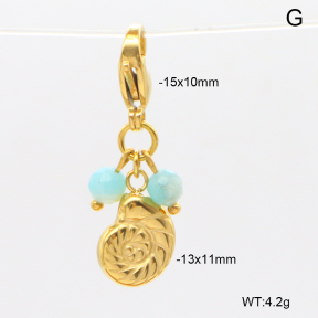 6BC000122vbnb-908  Amazonite  Stainless Steel Bikini Charms