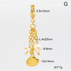 6BC000150ahlv-908  Cultured Freshwater Pearls & Plastic Imitation Pearls  Stainless Steel Bikini Charms