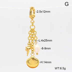 6BC000155ahjb-908  Cultured Freshwater Pearls  Stainless Steel Bikini Charms