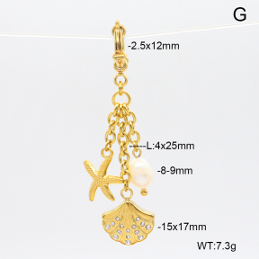 6BC000158bhjl-908  Czech Stones & Cultured Freshwater Pearls  Stainless Steel Bikini Charms