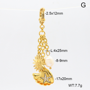 6BC000161vhnv-908  Czech Stones & Cultured Freshwater Pearls  Stainless Steel Bikini Charms