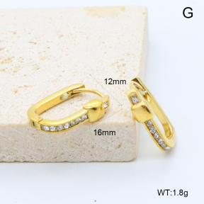 GEE002811bhia-066  316 Pin 18K PVD Czech Stones,Handmade Polished  Stainless Steel Earrings  BC25120504E