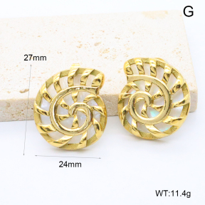 GEE002840bhia-066  316 Pin 18K PVD Shell,Handmade Polished  Stainless Steel Earrings  BC25070184E-WE