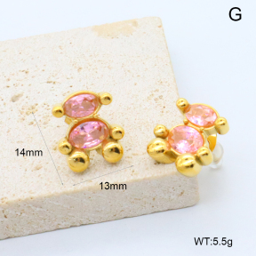 GEE002842bhia-066  316 Pin 18K PVD Zircon,Handmade Polished  Stainless Steel Earrings  BC25120467E-PK