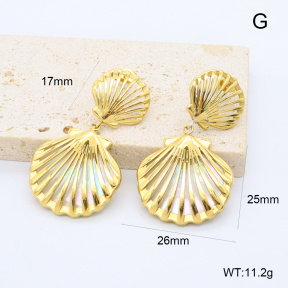 GEE002882vhkb-066  316 Pin 18K PVD Shell,Handmade Polished  Stainless Steel Earrings  BC25070194E-WT
